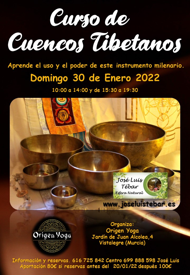 30/01/22 Domingo - Curso de Cuencos Tibetanos en Origen Yoga en Murcia